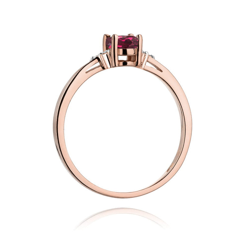 Inel Aur 14K cu Rhodolite 0.50 ct si Diamante Naturale 0.05 ct, imaginea 7 din 12
