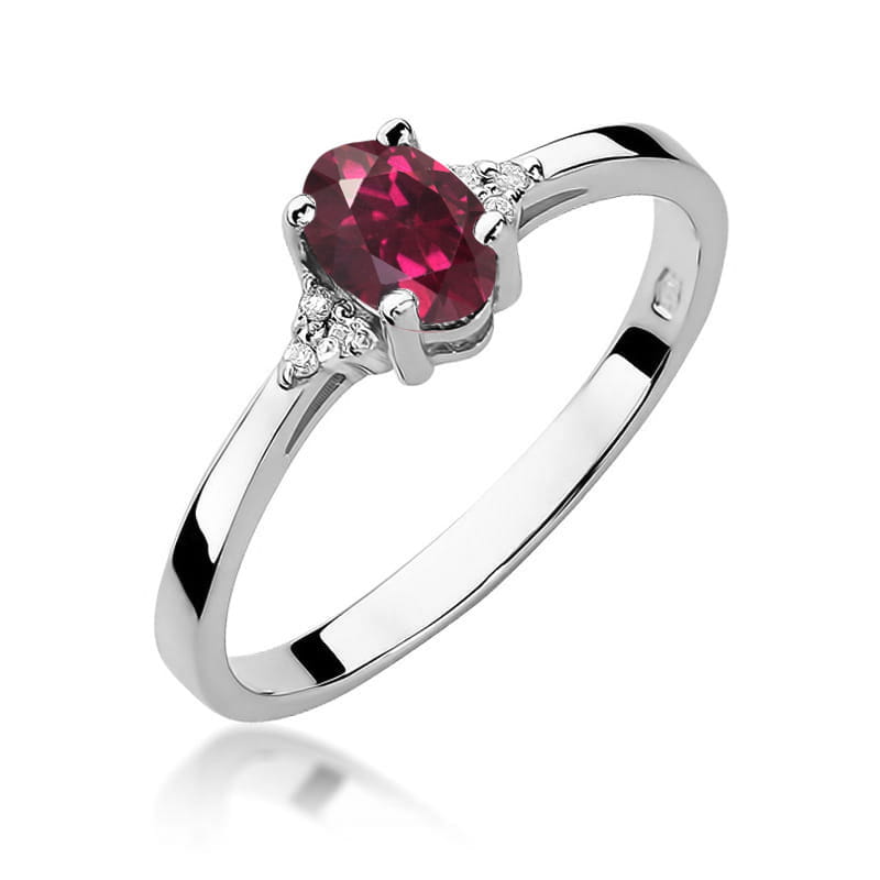 Inel Aur 14K cu Rhodolite 0.50 ct si Diamante Naturale 0.05 ct, imaginea 9 din 12