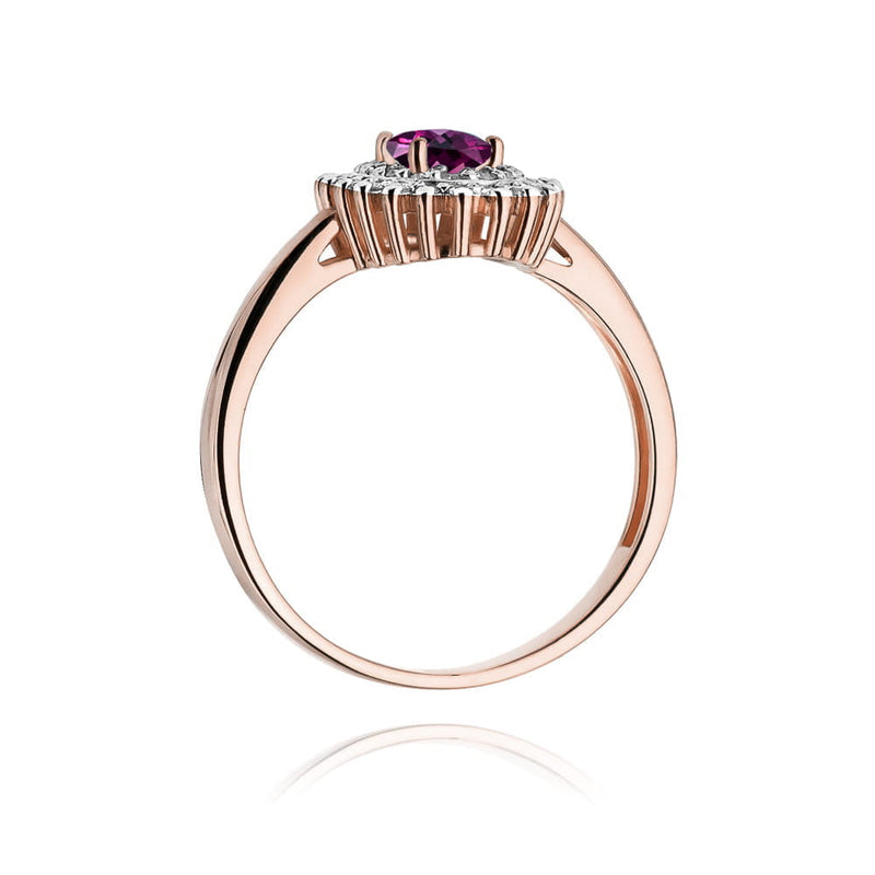 Inel Aur 14K cu Rhodolite 0.50 ct si Diamante Naturale 0.20 ct, imaginea 7 din 12