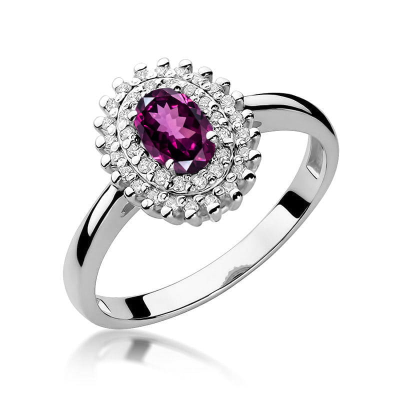 Inel Aur 14K cu Rhodolite 0.50 ct si Diamante Naturale 0.20 ct, imaginea 9 din 12