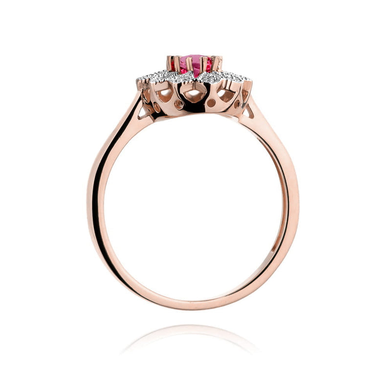 Inel Aur 14K cu Rhodolite 0.50 ct si Diamante Naturale 0.10 ct, imaginea 7 din 12