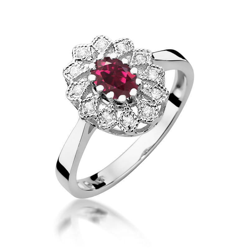Inel Aur 14K cu Rhodolite 0.50 ct si Diamante Naturale 0.10 ct, imaginea 9 din 12