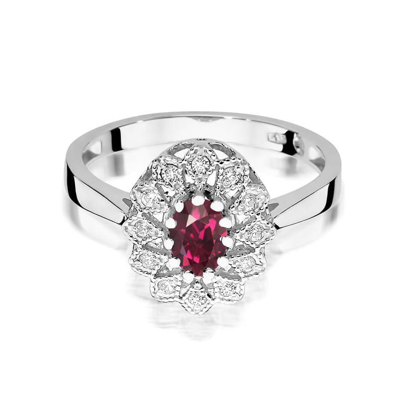 Inel Aur 14K cu Rhodolite 0.50 ct si Diamante Naturale 0.10 ct, imaginea 10 din 12