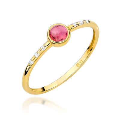 Inel Aur 14K cu Pink Tourmaline 0.30 ct si Diamante Naturale 0.03 ct