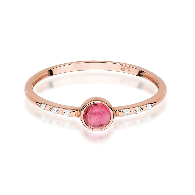 Inel Aur 14K cu Pink Tourmaline 0.30 ct si Diamante Naturale 0.03 ct, imaginea 6 din 12