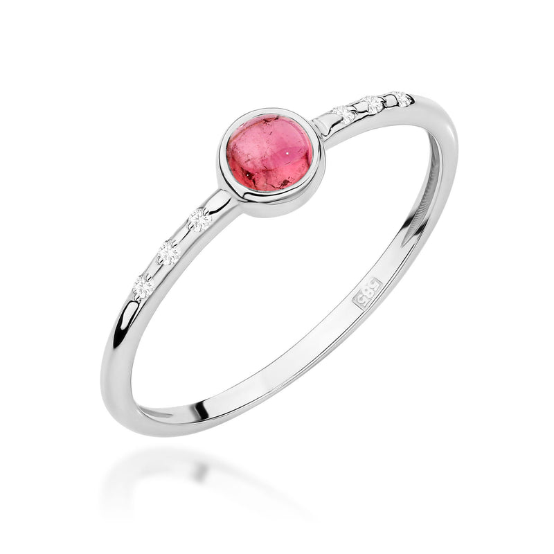 Inel Aur 14K cu Pink Tourmaline 0.30 ct si Diamante Naturale 0.03 ct, imaginea 9 din 12
