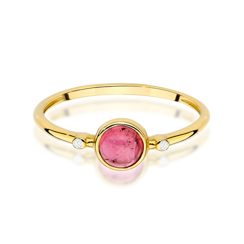 Inel Aur 14K cu Pink Tourmaline 0.60 ct si Diamante Naturale 0.01 ct, imaginea 2 din 14