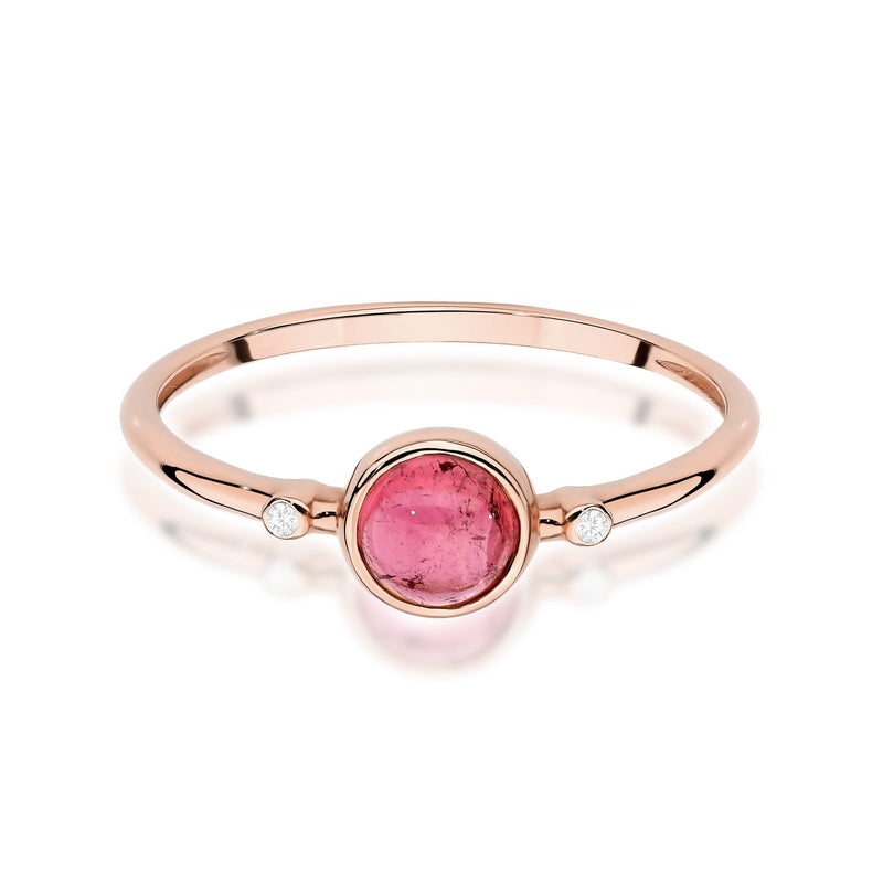 Inel Aur 14K cu Pink Tourmaline 0.60 ct si Diamante Naturale 0.01 ct, imaginea 8 din 14