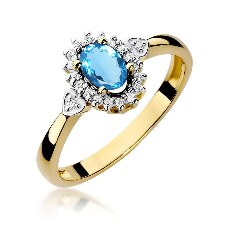 Inel Aur 14K cu Topaz Swiss 0.50 ct si Diamante Naturale 0.10 ct — Aur galben