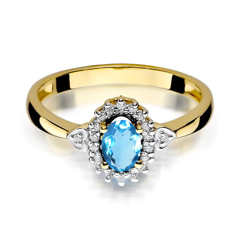 Inel Aur 14K cu Topaz Swiss 0.50 ct si Diamante Naturale 0.10 ct, imaginea 2 din 12