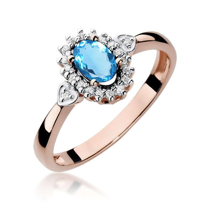 Inel Aur 14K cu Topaz Swiss 0.50 ct si Diamante Naturale 0.10 ct, imaginea 5 din 12