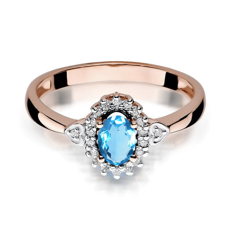 Inel Aur 14K cu Topaz Swiss 0.50 ct si Diamante Naturale 0.10 ct, imaginea 6 din 12