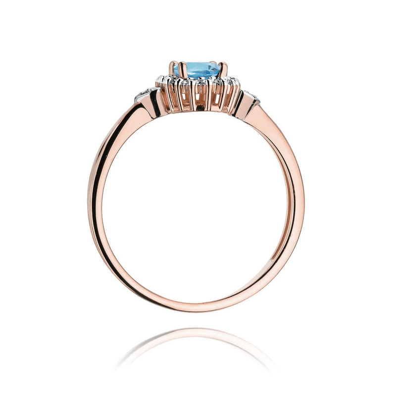 Inel Aur 14K cu Topaz Swiss 0.50 ct si Diamante Naturale 0.10 ct, imaginea 7 din 12