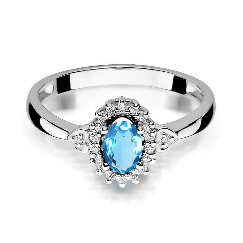 Inel Aur 14K cu Topaz Swiss 0.50 ct si Diamante Naturale 0.10 ct, imaginea 10 din 12