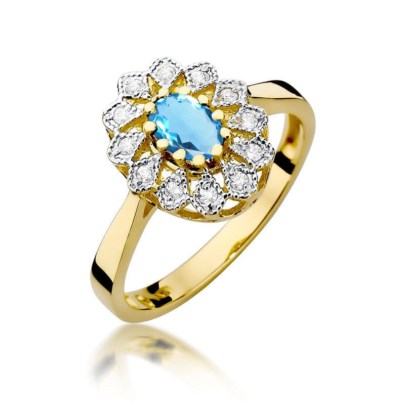 Inel Aur 14K cu Topaz Swiss 0.50 ct si Diamante Naturale 0.10 ct — Aur galben
