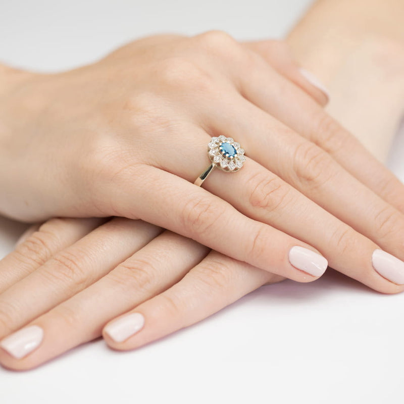 Inel Aur 14K cu Topaz Swiss 0.50 ct si Diamante Naturale 0.10 ct, imaginea 12 din 12