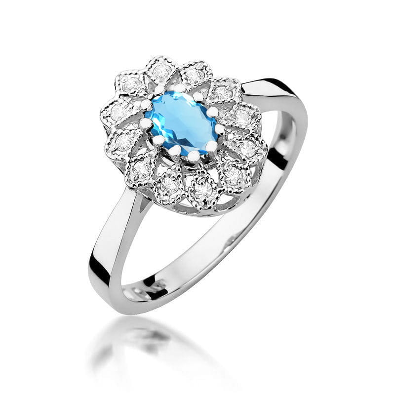 Inel Aur 14K cu Topaz Swiss 0.50 ct si Diamante Naturale 0.10 ct, imaginea 9 din 12