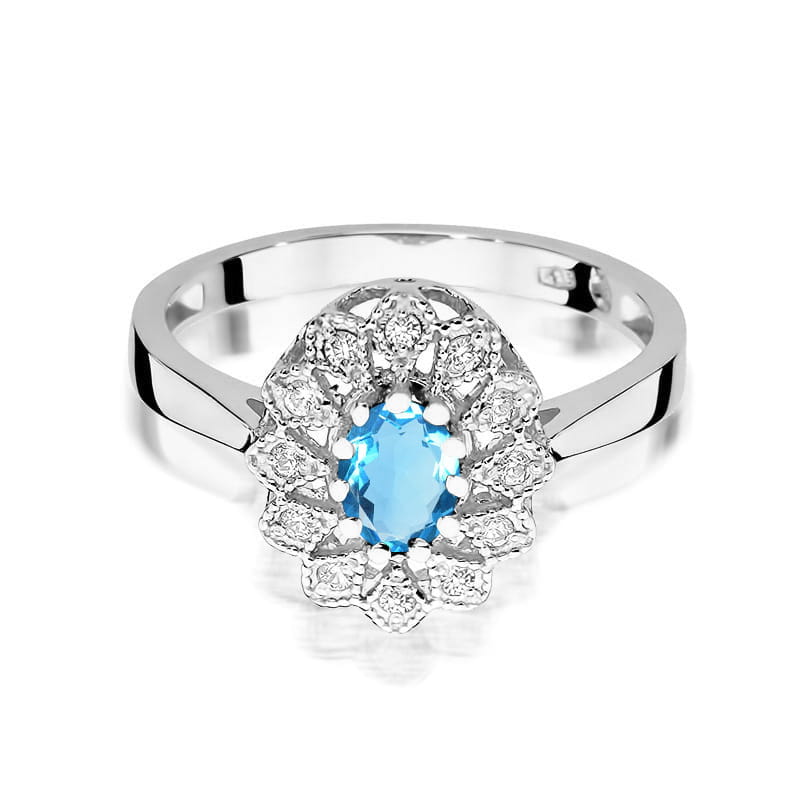 Inel Aur 14K cu Topaz Swiss 0.50 ct si Diamante Naturale 0.10 ct, imaginea 10 din 12