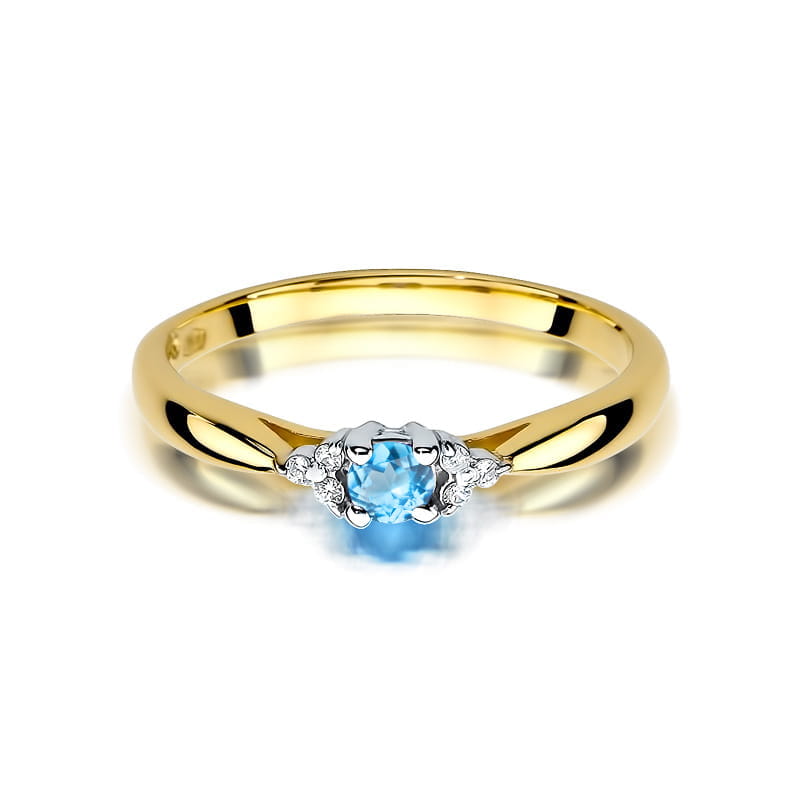 Inel Aur 14K cu Topaz Swiss 0.15 ct si Diamante Naturale 0.03 ct, imaginea 2 din 12