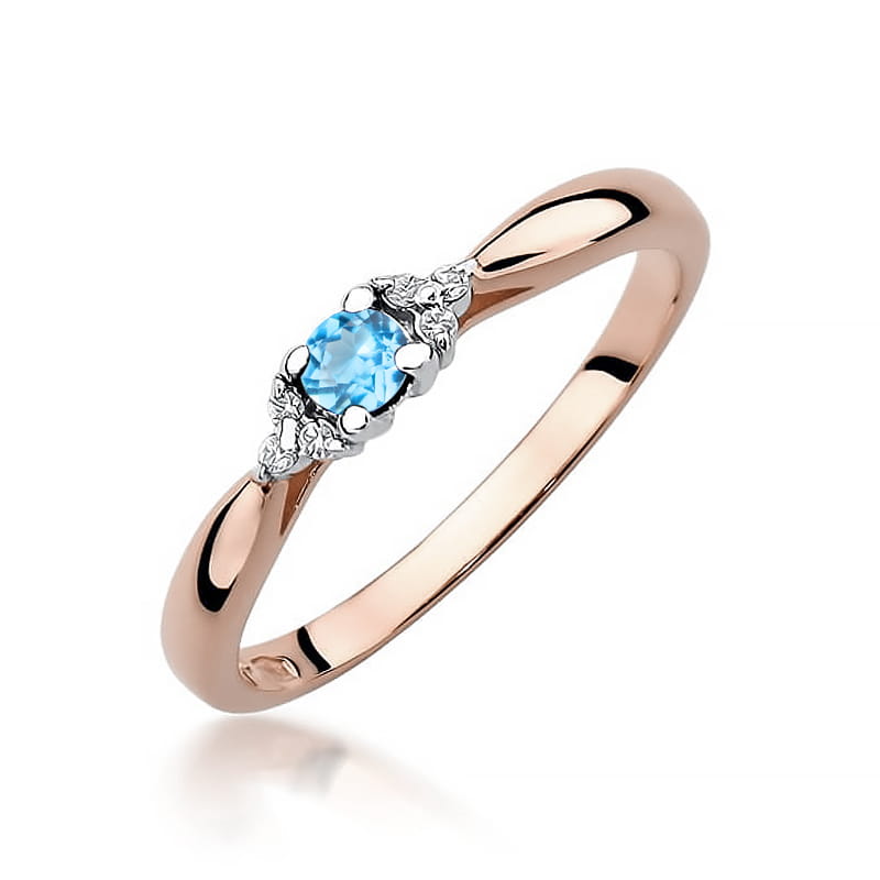 Inel Aur 14K cu Topaz Swiss 0.15 ct si Diamante Naturale 0.03 ct, imaginea 5 din 12