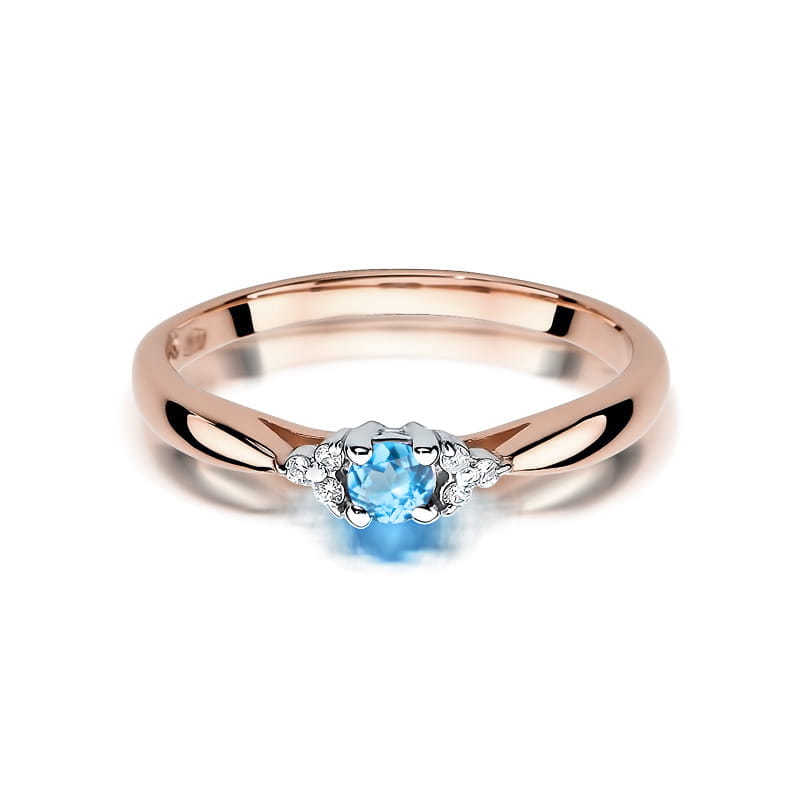 Inel Aur 14K cu Topaz Swiss 0.15 ct si Diamante Naturale 0.03 ct, imaginea 6 din 12