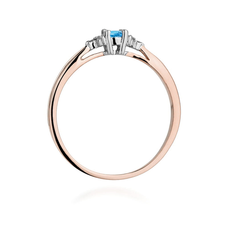 Inel Aur 14K cu Topaz Swiss 0.15 ct si Diamante Naturale 0.03 ct, imaginea 7 din 12
