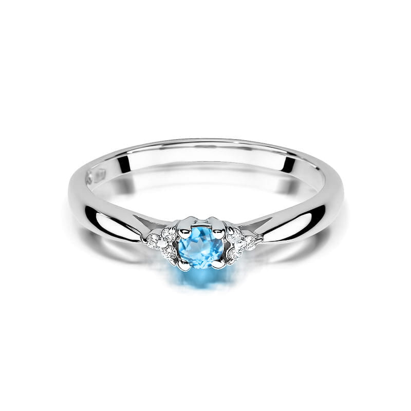 Inel Aur 14K cu Topaz Swiss 0.15 ct si Diamante Naturale 0.03 ct, imaginea 10 din 12