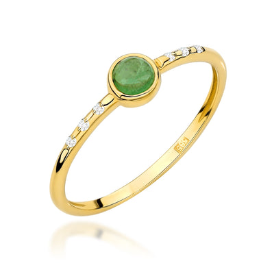 Inel Aur 14K cu Green Tourmaline 0.30 ct si Diamante Naturale 0.03 ct
