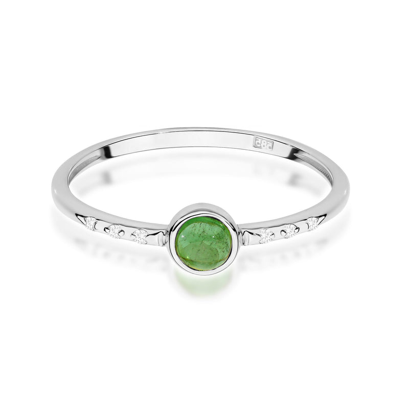 Inel Aur 14K cu Green Tourmaline 0.30 ct si Diamante Naturale 0.03 ct, imaginea 12 din 14