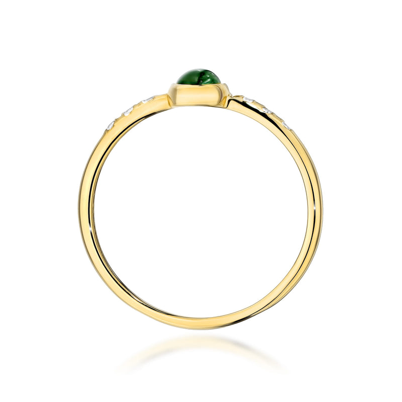 Inel Aur 14K cu Green Tourmaline 0.30 ct si Diamante Naturale 0.03 ct, imaginea 3 din 14