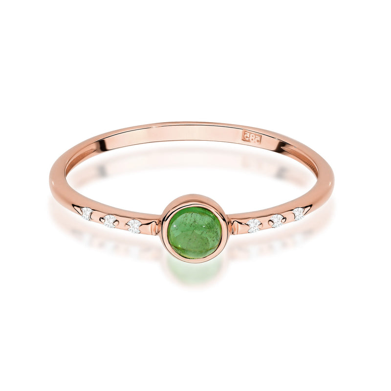 Inel Aur 14K cu Green Tourmaline 0.30 ct si Diamante Naturale 0.03 ct, imaginea 6 din 14