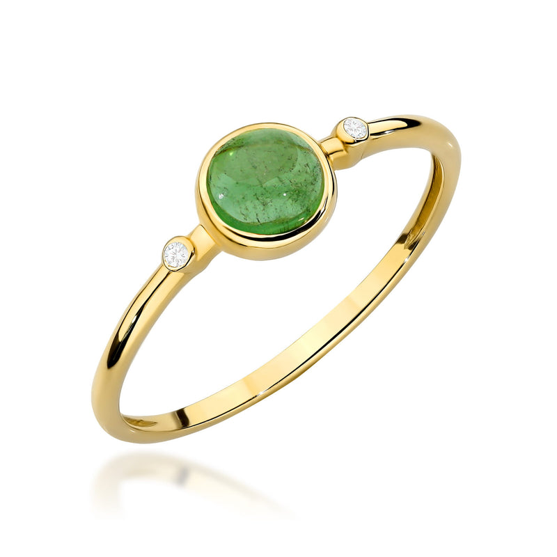 Inel Aur 14K cu Green Tourmaline 0.60 ct si Diamante Naturale 0.01 ct — Aur galben