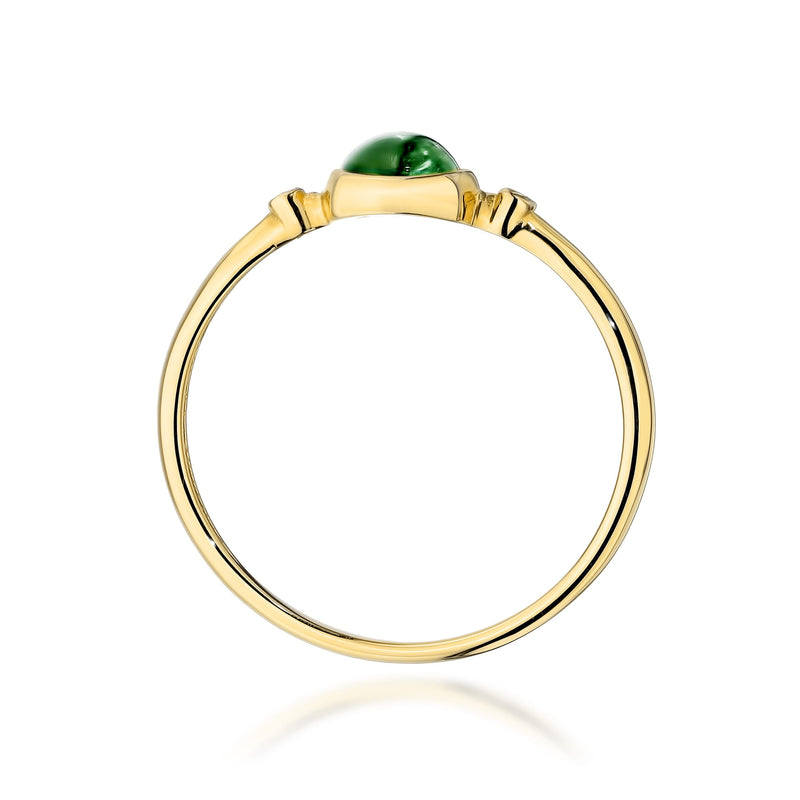 Inel Aur 14K cu Green Tourmaline 0.60 ct si Diamante Naturale 0.01 ct, imaginea 3 din 12