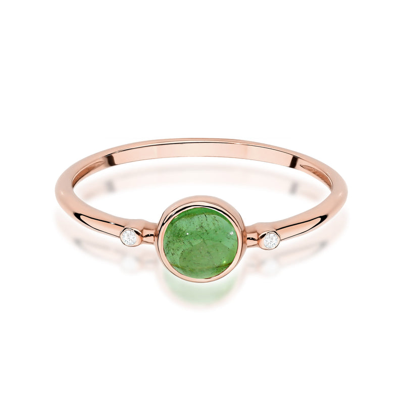 Inel Aur 14K cu Green Tourmaline 0.60 ct si Diamante Naturale 0.01 ct, imaginea 6 din 12