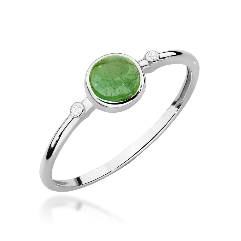 Inel Aur 14K cu Green Tourmaline 0.60 ct si Diamante Naturale 0.01 ct, imaginea 9 din 12