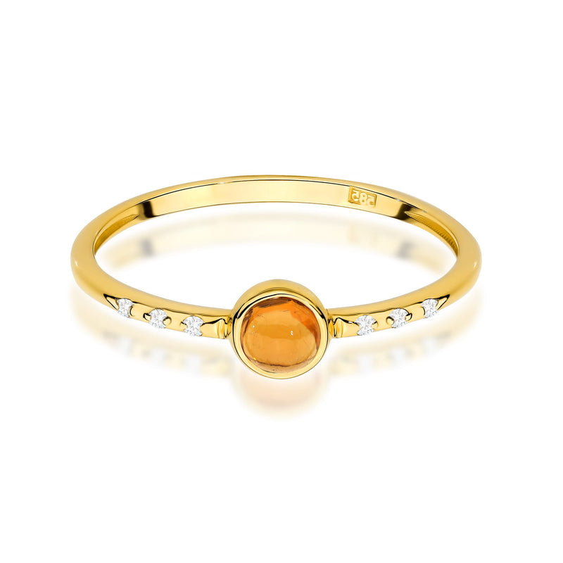 Inel Aur 14K cu Yellow Tourmaline 0.30 ct si Diamante Naturale 0.03 ct, imaginea 2 din 12