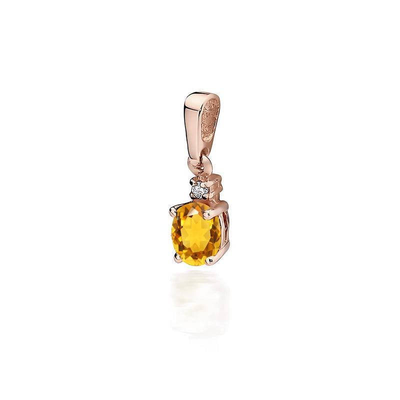 Pandantiv Aur 14K cu Citrin 0.60 ct si Diamant Natural 0.01 ct, imaginea 3 din 6