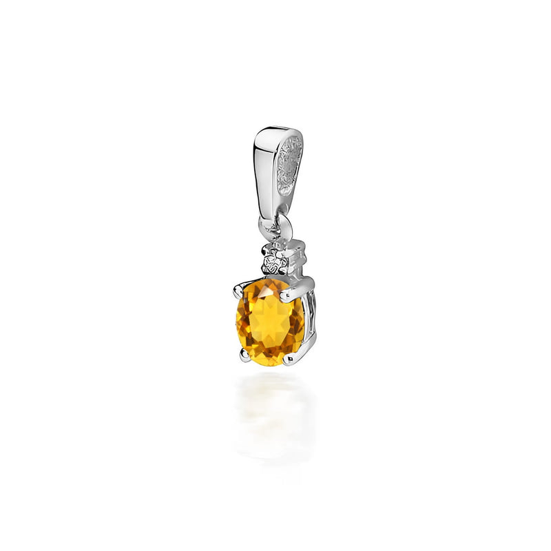 Pandantiv Aur 14K cu Citrin 0.60 ct si Diamant Natural 0.01 ct, imaginea 5 din 6