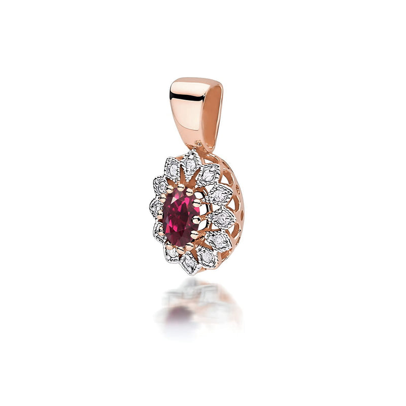 Pandantiv Aur 14K cu Rhodolite 0.50 ct si Diamante Naturale 0.10 ct, imaginea 3 din 6