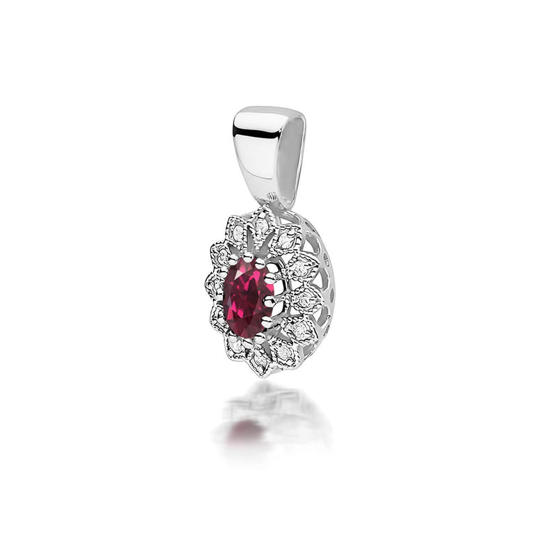 Pandantiv Aur 14K cu Rhodolite 0.50 ct si Diamante Naturale 0.10 ct, imaginea 5 din 6