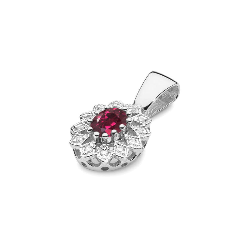 Pandantiv Aur 14K cu Rhodolite 0.50 ct si Diamante Naturale 0.10 ct, imaginea 6 din 6