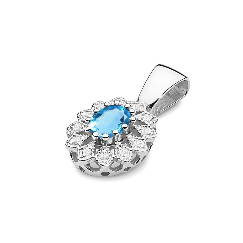 Pandantiv Aur 14K cu Topaz Swiss 0.50 ct si Diamante Naturale 0.10 ct, imaginea 6 din 6