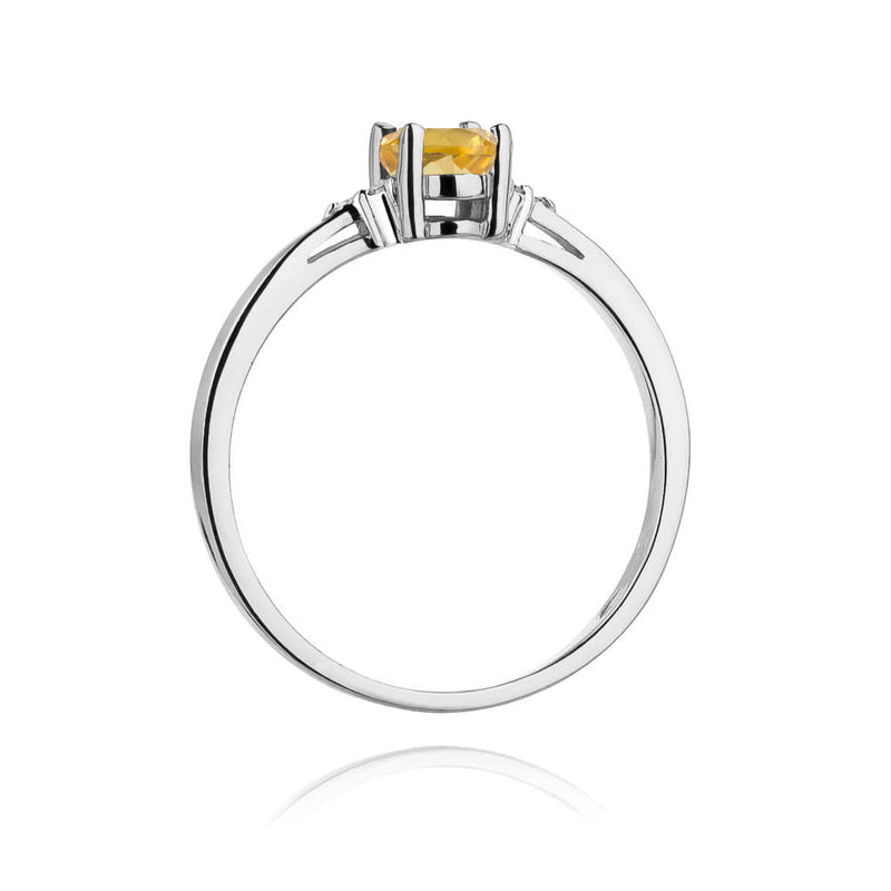 Inel Aur 14K cu Citrin 0.60 ct si Diamante Naturale 0.05 ct, imaginea 11 din 12