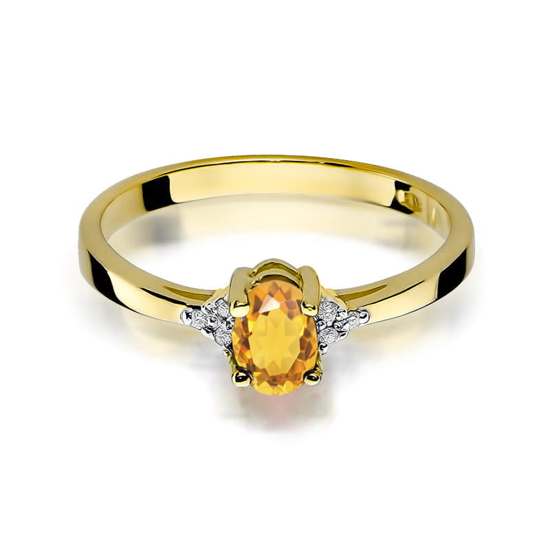 Inel Aur 14K cu Citrin 0.60 ct si Diamante Naturale 0.05 ct, imaginea 2 din 12