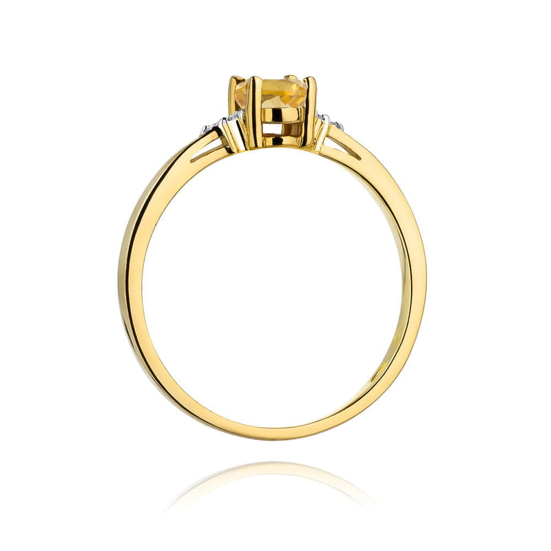 Inel Aur 14K cu Citrin 0.60 ct si Diamante Naturale 0.05 ct, imaginea 3 din 12