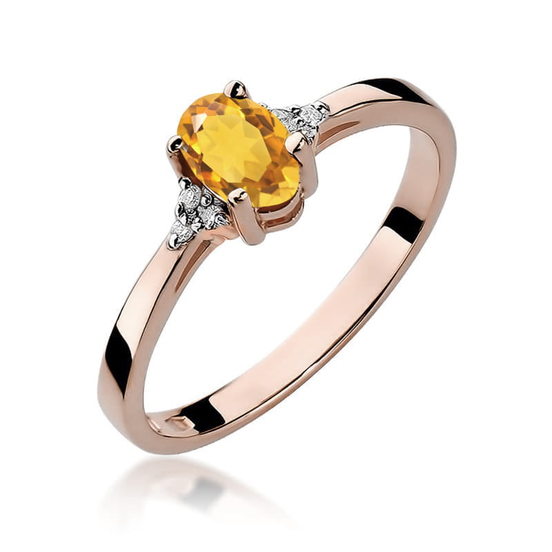 Inel Aur 14K cu Citrin 0.60 ct si Diamante Naturale 0.05 ct, imaginea 5 din 12