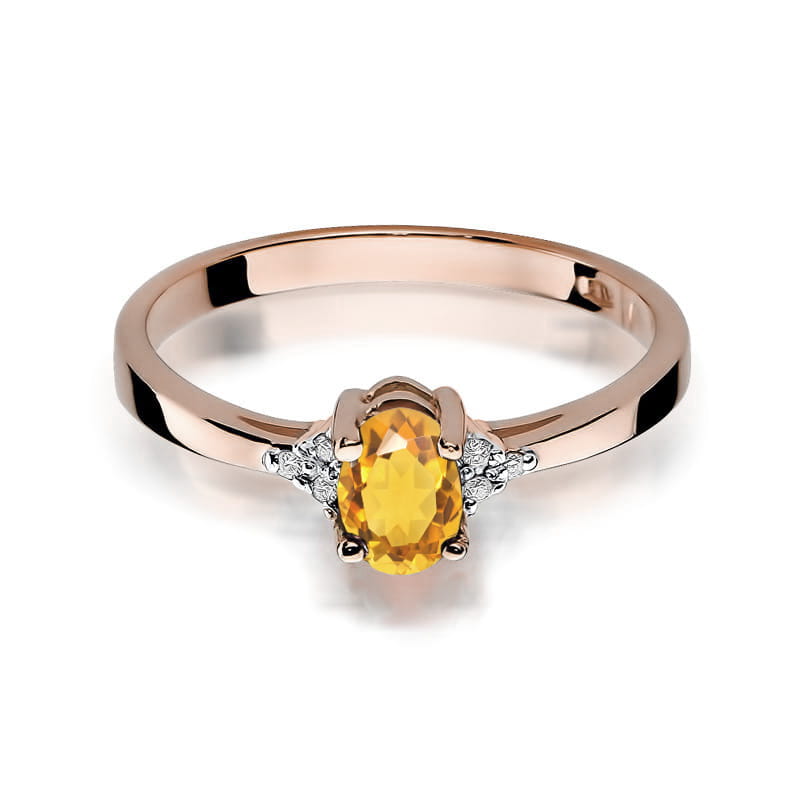 Inel Aur 14K cu Citrin 0.60 ct si Diamante Naturale 0.05 ct, imaginea 6 din 12