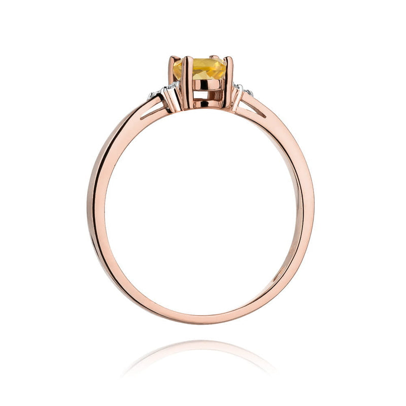 Inel Aur 14K cu Citrin 0.60 ct si Diamante Naturale 0.05 ct, imaginea 7 din 12