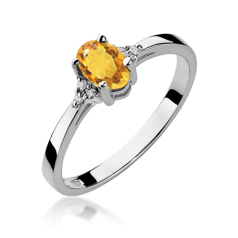Inel Aur 14K cu Citrin 0.60 ct si Diamante Naturale 0.05 ct, imaginea 9 din 12