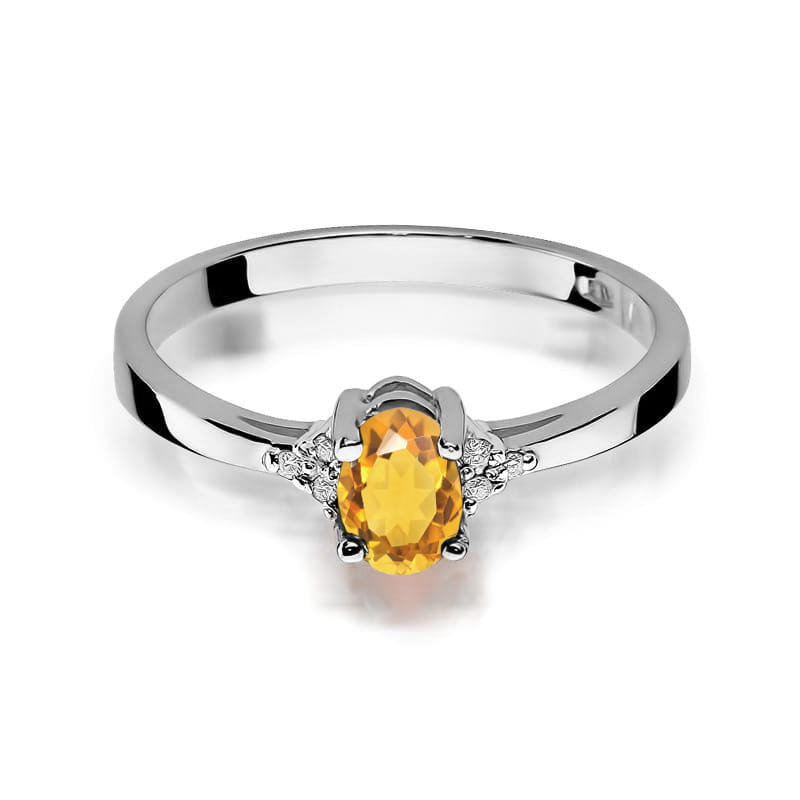 Inel Aur 14K cu Citrin 0.60 ct si Diamante Naturale 0.05 ct, imaginea 10 din 12